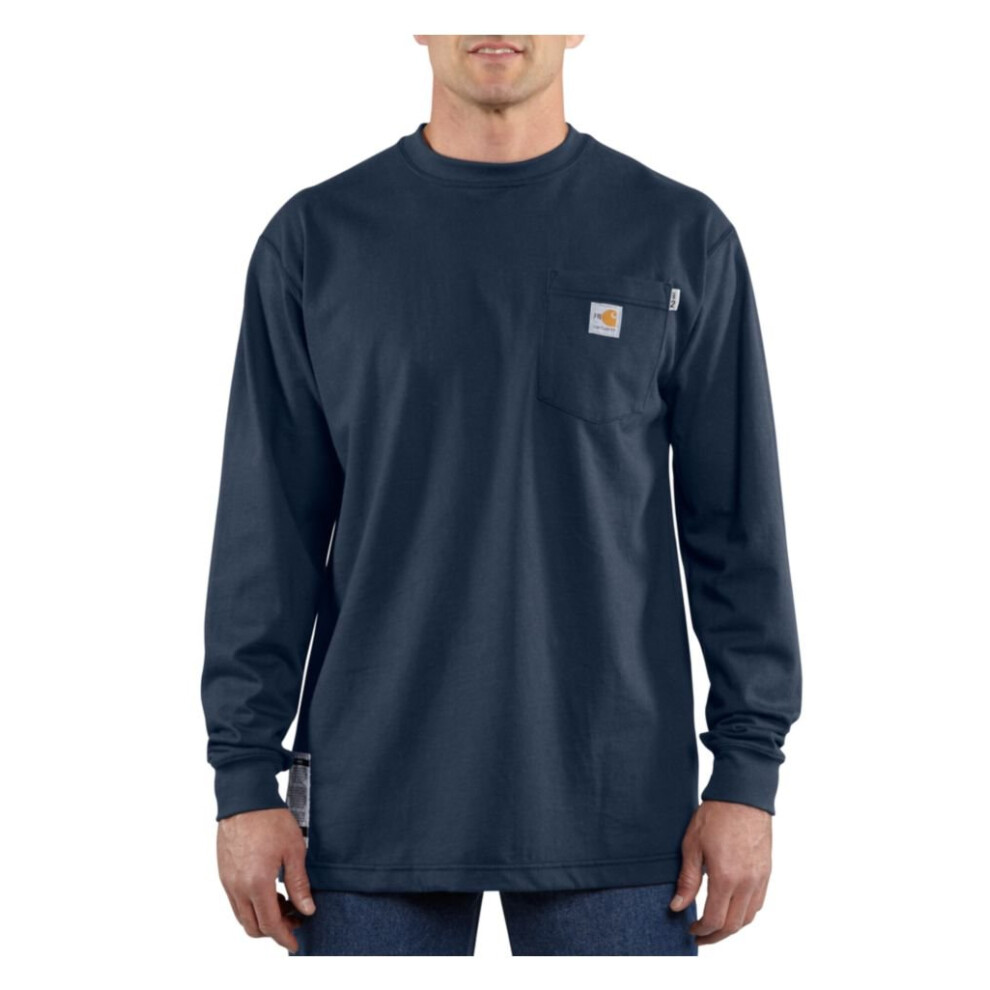Carhartt mens Flame Resistant Force Cotton Long Sleeve T-shirt (Big & Tall) fashion t shirts  Dark Navy  3X-Large US