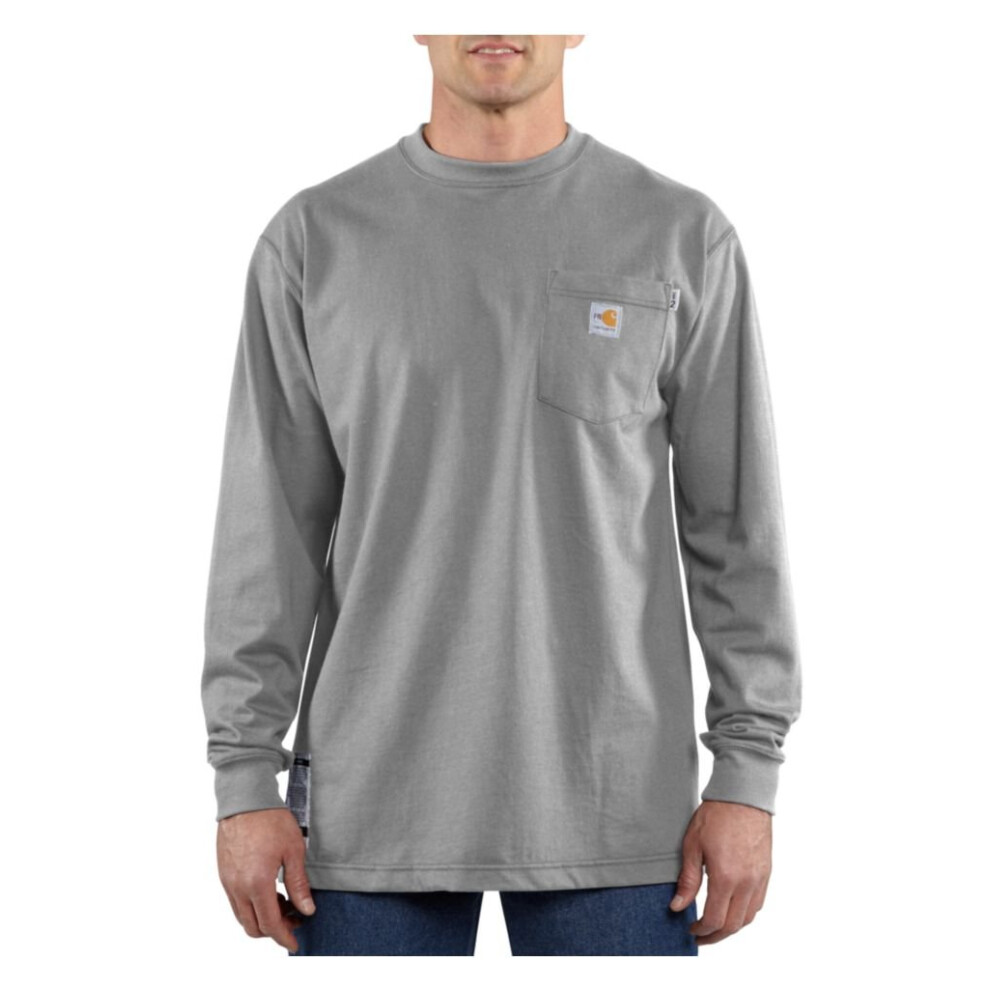 Carhartt mens Flame Resistant Force Cotton Long Sleeve T-shirt (Big & Tall) fashion t shirts  Light Gray  X-Large Tall US