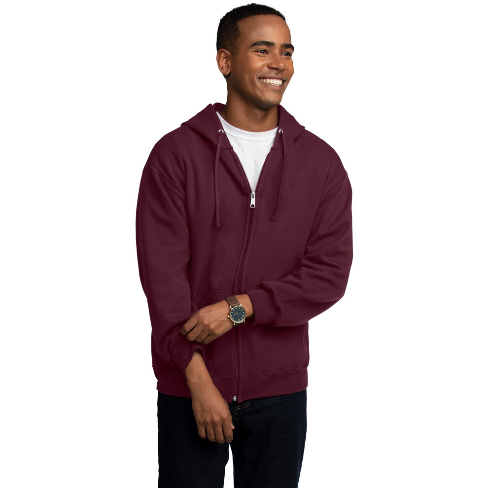 Fruit of the Loom Eversoft Fleece Hoodies  Pullover  Moisture Wicking & Breathable  Sizes S-4x  Maroon Full Zip  Large