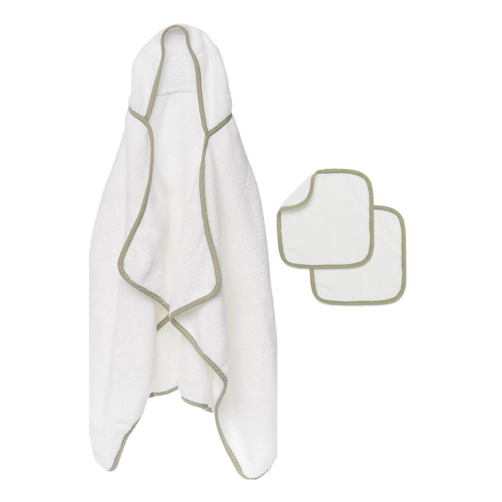 Lalo The Hooded Towel & Washcloth Set 100% coton biologique Doux pour les peaux sensibles Durable et absorbant Lavable en machine Comprend une serviet