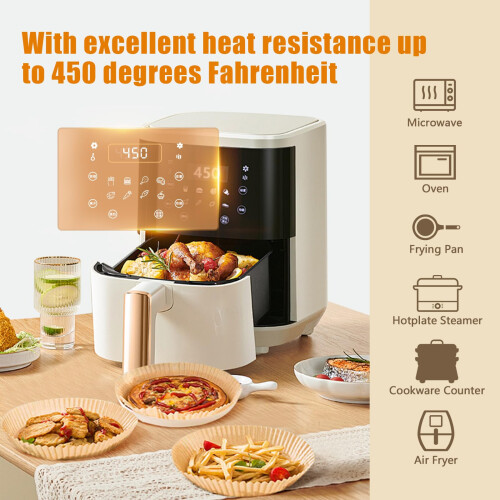 Forros para Fritadeira Air Fryer, 150 PCS Papel Parchment Redondo 8 Polegadas Sem Adesivo 2