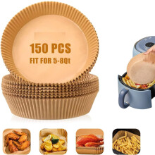 Forros para Fritadeira Air Fryer, 150 PCS Papel Parchment Redondo 8 Polegadas Sem Adesivo