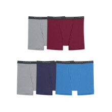 Fruit of the Loom Calzoncillos tipo bxer elsticos 360 para hombre (secado rpido y absorbe la humedad), paquete de 5, gris/rojo/azul, 3XL grand