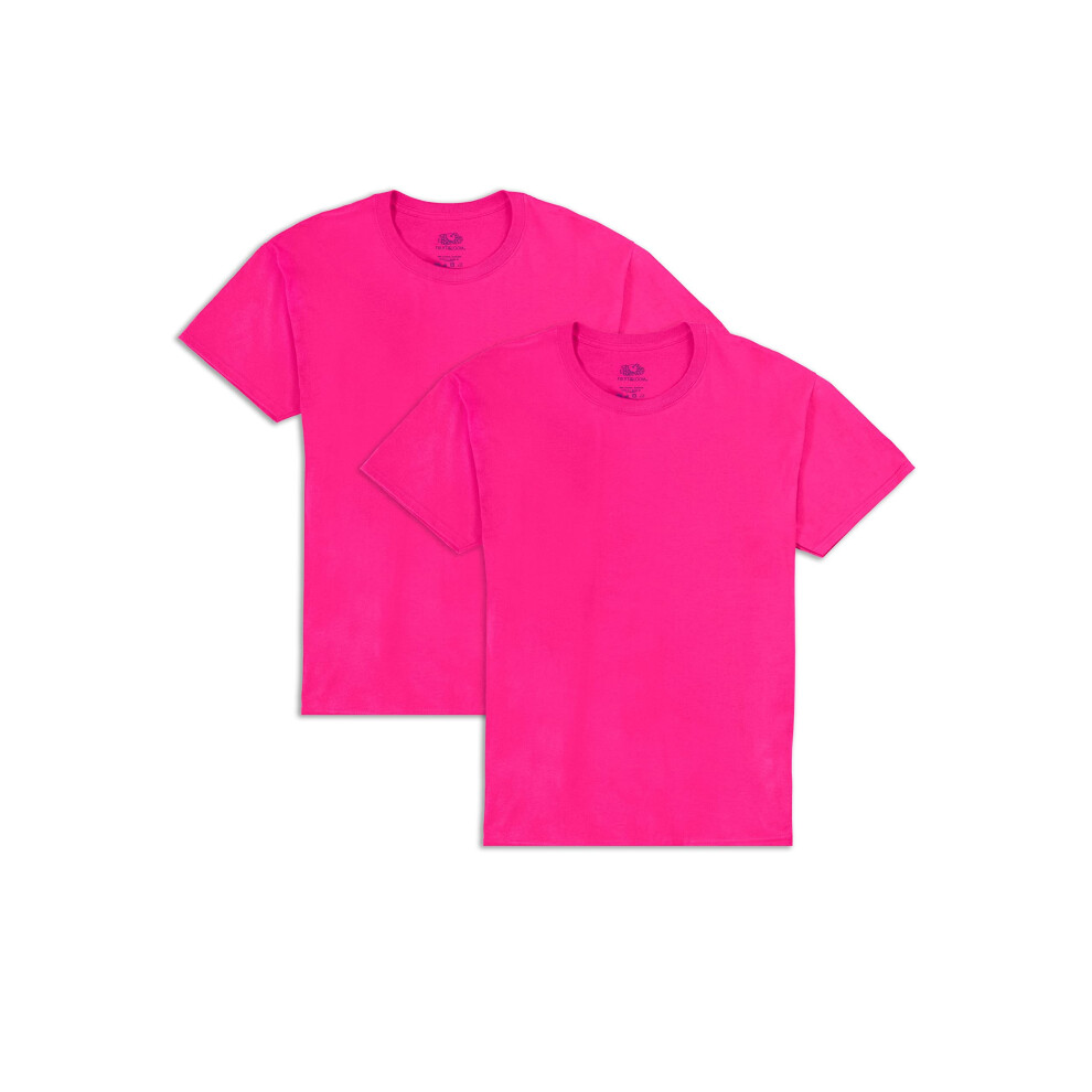 Fruit Of The Loom Mens Eversoft Cotton Shirts Breathable & Moisture Wicking With Odor Control Sizes S-4X Crew - 2 Pack - Cyber Pink XX-Large Us