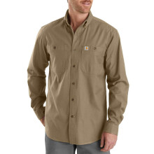 Carhartt Men's Rugged Flex Rigby Long Sleeve Work Shirt Shirt, Dark Khaki, Small