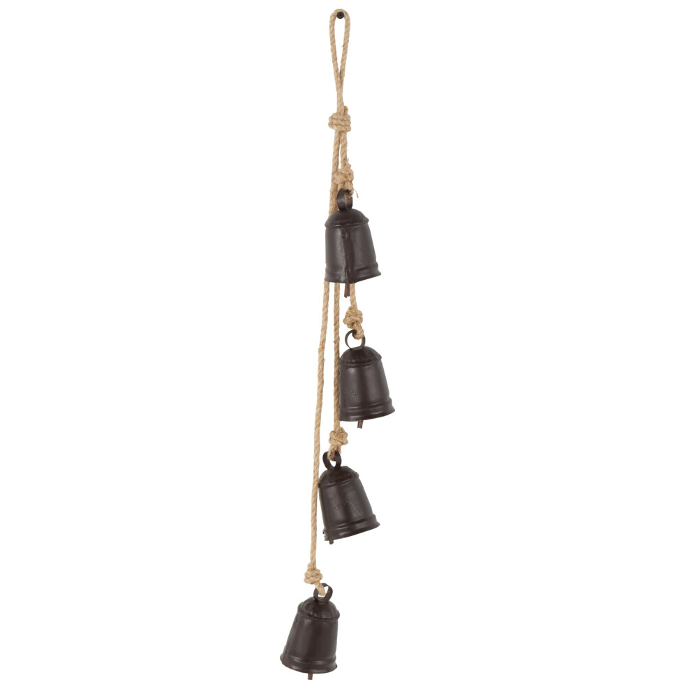 Cloches décoratives en métal Deco 79 pour intérieur et extérieur, cloche de méditation avec corde de jute, cloche de vache, 10,2 x 7,6 x 74,7 cm,