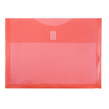 Buste di espansione in plastica in jam con chiusura a gancio e loop - Opuscolo di lettere - 9 3/4 x 13 con espansione da 1 pollice - rosso - 12/pacch