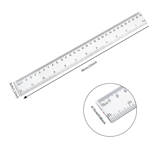 30 Pacotes de Régua Plástica Transparente 30 cm com Centímetros e Milímetros 1