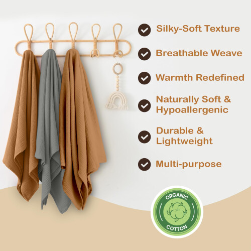 Ultra Soft Muslin Baby Blanket, Made Of Viscose From Bamboo...