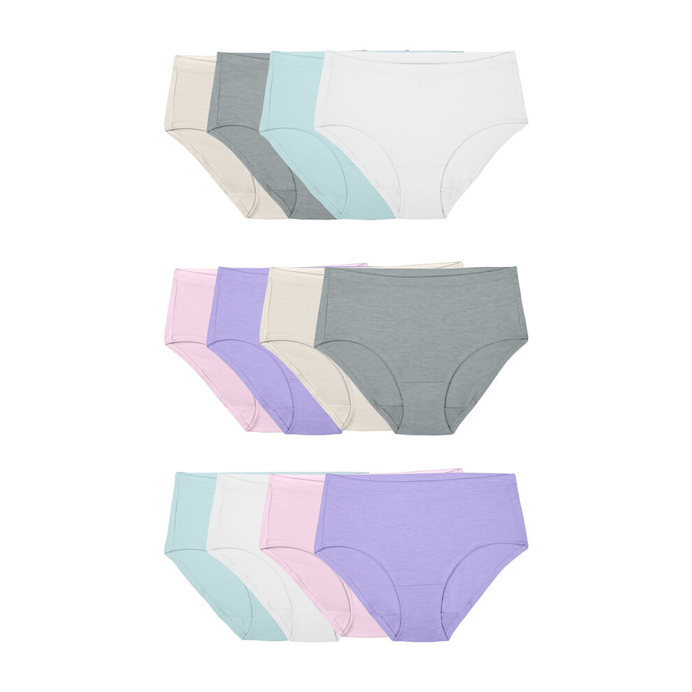 Fruit of the Loom Women's Modal Underwear  Low Rise Brief-12 Pack-Purple/Cashmere/Grey  8