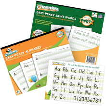 Channies Easy Peasy Alfabeto con numeri e parole visive Quaderno di esercizi divertente e codificato a colori per la scuola materna e l'alfabeto