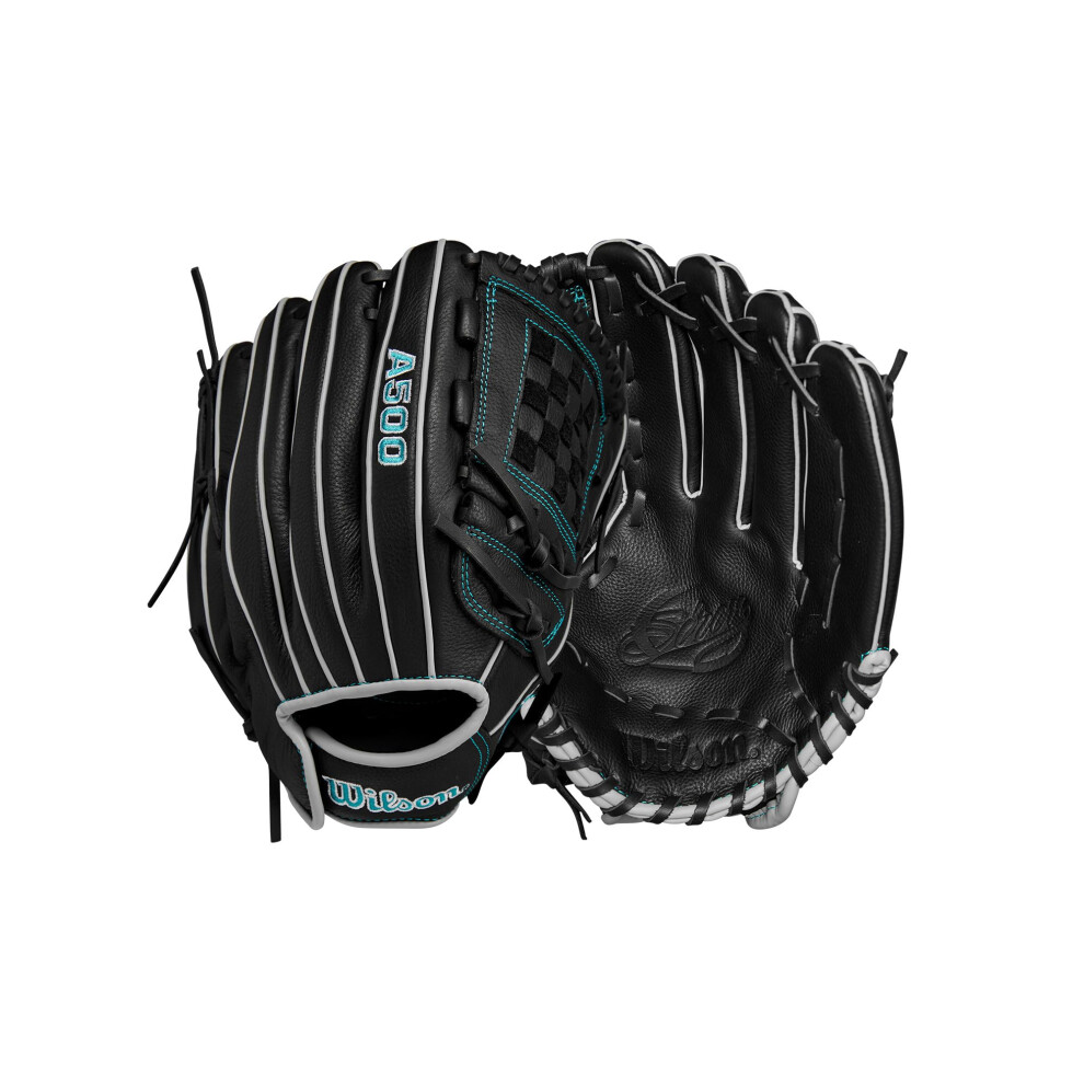 Wilson 2024 A500 Siren 12  Youth Infield Fastpitch Softball Glove - Left Hand Throw  Black/Teal
