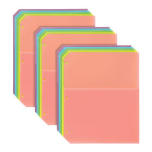 Divisores Oxford Poly com 2 Bolsos, 3 Furos, Cores Pastel, 5 Organizadores Sem Etiquetas, Pacote com 3 Divisores (59801)