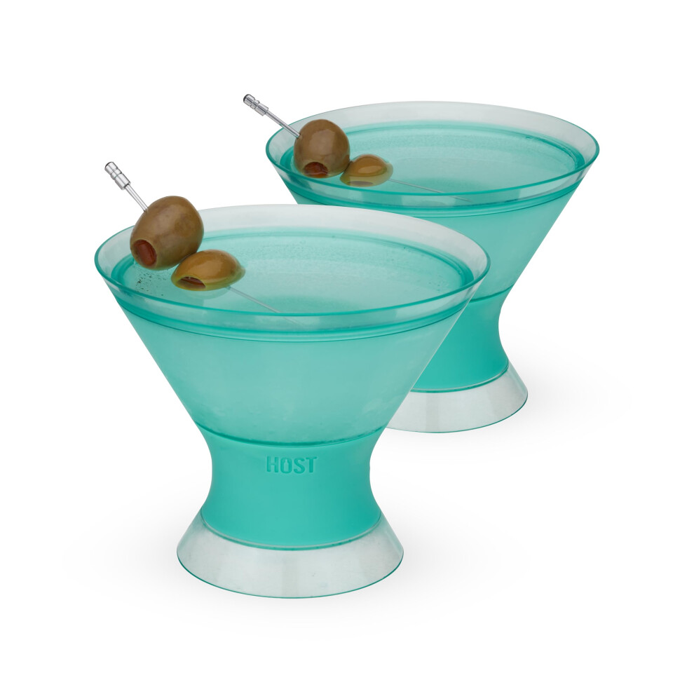 Host Freeze Isolierte Martini-Kuhlbecher, Kunststoff-Gefriergel-Kuhler, Doppelwandiges Cocktailglas Ohne Stiel, 2Er-Set, 257 Ml, Get Nt, Aquablau-image