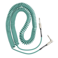 Fender Contour Coiled Instrumentkabel, Gitaaraccessoires, Recht/Hoek, Sherwood Groen, 30 ft