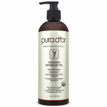 PURA D'OR 16 Oz Óleo de Massagem Orgânico Certificado USDA Amêndoa, Damasco, Argan, Gengibre, Jojoba, Lavanda