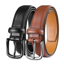 MILORDE leren herenriem 2-pack handgemaakt 100% rundleer mode en klassieke ontwerpen voor werk, zakelijk en casual (2-pack-zwart604/bruin607-40)