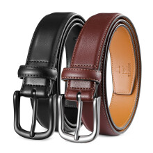MILORDE leren herenriem 2-pack handgemaakt 100% rundleer mode en klassieke ontwerpen voor werk, zakelijk en casual (2-pack-zwart604/bruin606-38)