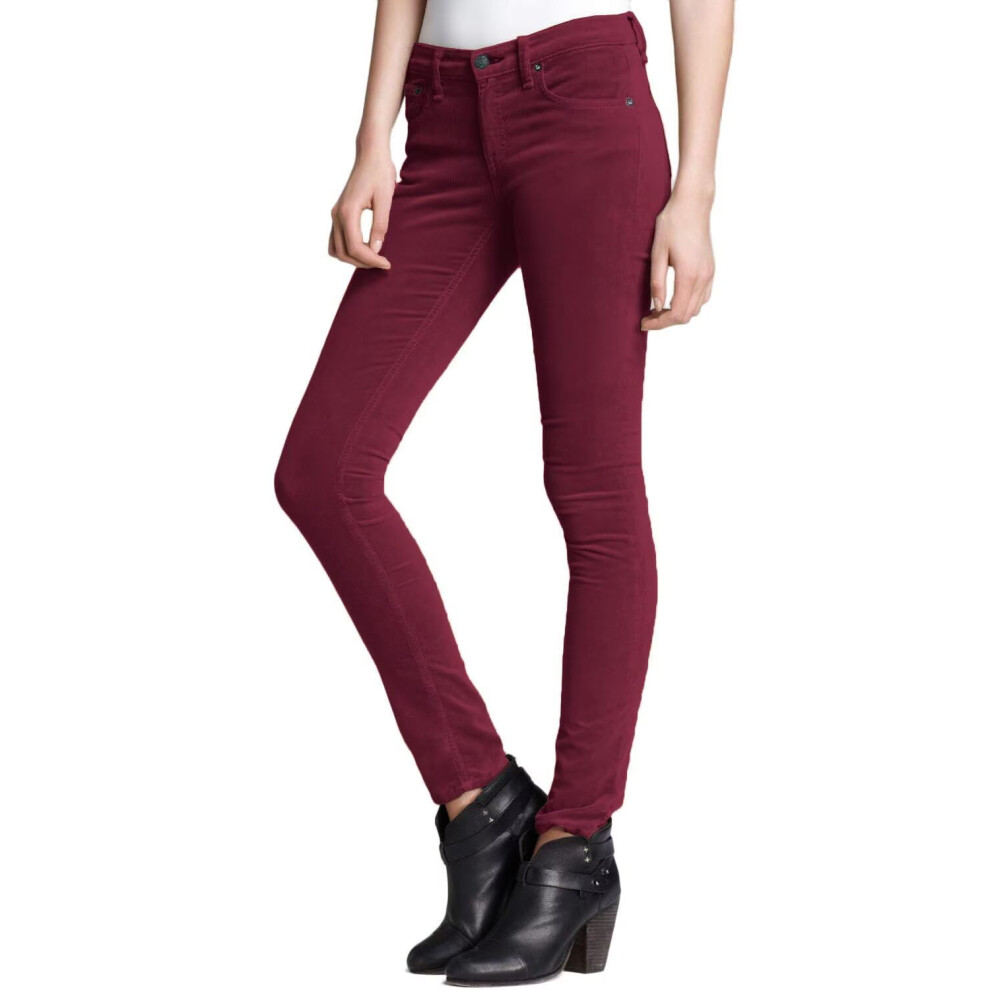 Pantalon skinny en velours c  tel   ultra confortable et extensible    5 poches pour femme Hybrid & Company P21950SKX Berry 18