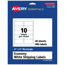 Etichette rettangolari bianche opache Avery da 2"""" x 4"""" - 400 pezzi in totale - Ideali per etichette di ringraziamento, etichette per codici a b