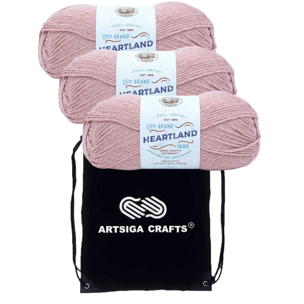 Lion Brand Heartland Capitol Reef 136-140 (3-Skeins - Same Dye Lot) Worsted Medium #4 Acrylic Yarn for Crocheting and Knitting with Project Bag