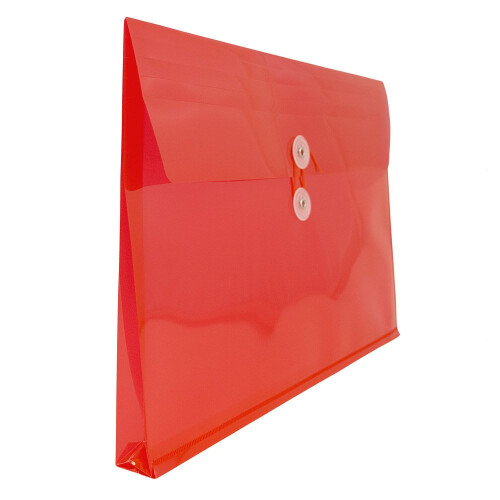 JAM PAPER Plastic Envelopes with Button & String Tie Closure - Letter Booklet - 9 3/4 x 13 - Red - 12/Pack 2