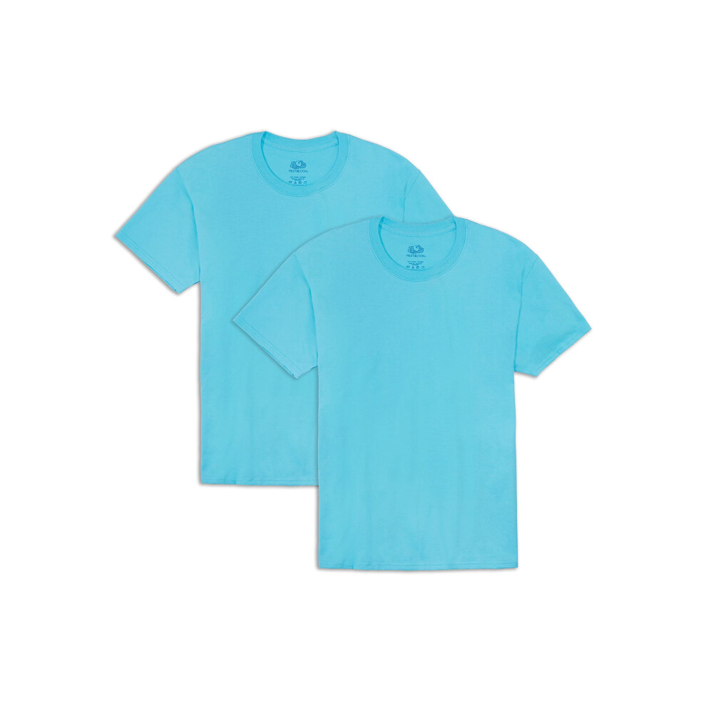 Fruit Of The Loom Eversoft Katoenen Overhemden Voor Heren, Ademend En Vochtafvoerend Met Geurcontrole Maten S-4X Crew - 2 Stuks - Scuba Blue 3X-L-image