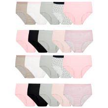 Fruit of the Loom Girls' Tag Free Cotton Brief Underwear Multipacks Brief-20 Pack-Black/Pink/Grey 14