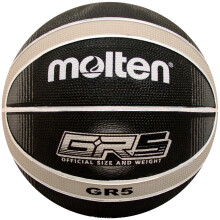 Molten Premium 12 Panel Design Gummi-Basketball, Schwarz/Silber, Juniorgr    e 5""