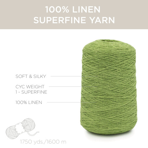 100 % Leinengarn von Silk City Fibers zum Stricken oder Weben, Avocado 2