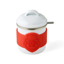 Talisman Designs Metal Bacon Bin Grease Strainer & Collector | Family Friendly Kitchen Tools | White