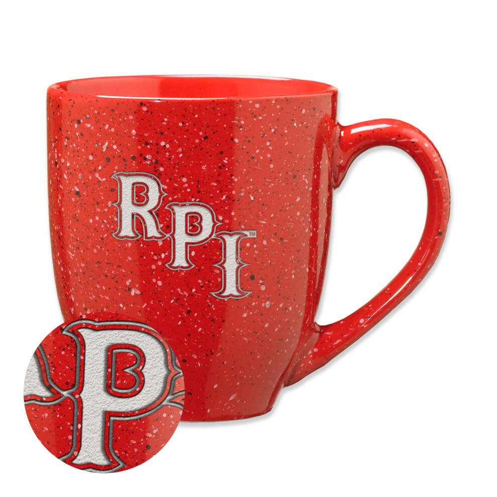 Rico Industries Ncaa Rensselaer Poly Inzynierowie Podstawowe Logo Czerwone 16 Uncji Kolorowy Laser Grawerowany Plisowany Ceramiczny Kubek Do Kawy-image