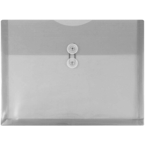 JAM PAPER Plastic Envelopes with Button & String Tie Closure - Letter Booklet - 9 3/4 x 13 - Smoke Gray - 12/Pack