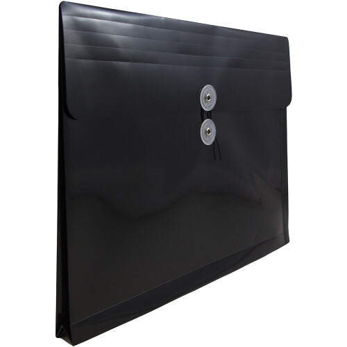 JAM PAPER Plastic Envelopes with Button & String Tie Closure - Letter Booklet - 9 3/4 x 13 - Black - 12/Pack 2