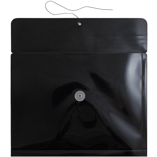 JAM PAPER Plastic Envelopes with Button & String Tie Closure - Letter Booklet - 9 3/4 x 13 - Black - 12/Pack 1