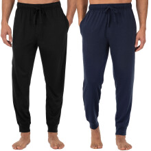 Fruit of the Loom Herren-Jersey-Strick-Jogger-Schlafhose (1er- und 2er-Pack), Schwarz/Marineblau, Large Tall