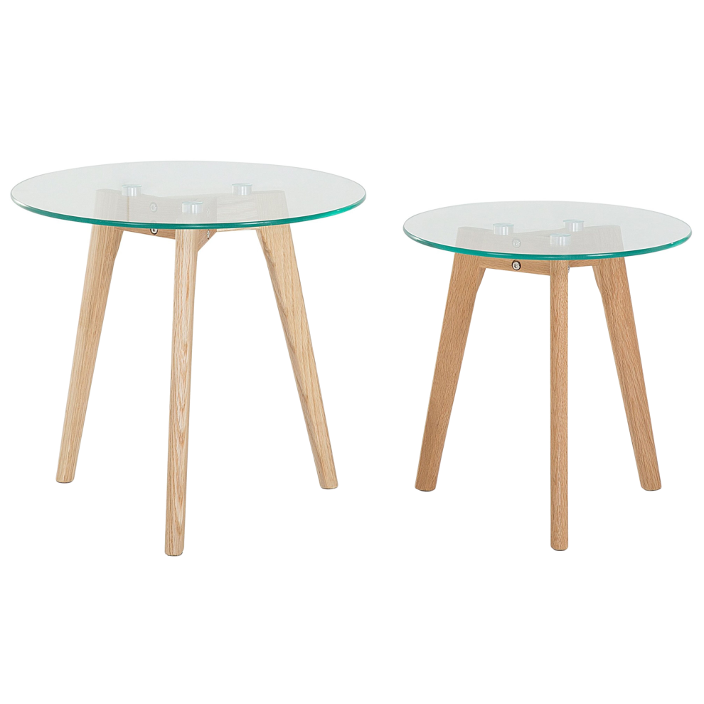 Set of 2 Coffee Tables MISSOURI Glass Transparent