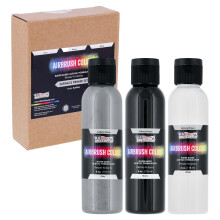 U.S. Art Supply Black White Grey Surface Primer Airbrush Paint 3 Color Set 4 Oz-Ready-to-Spray Water-Based Acrylic Polyuretane-Artist Priming Pla