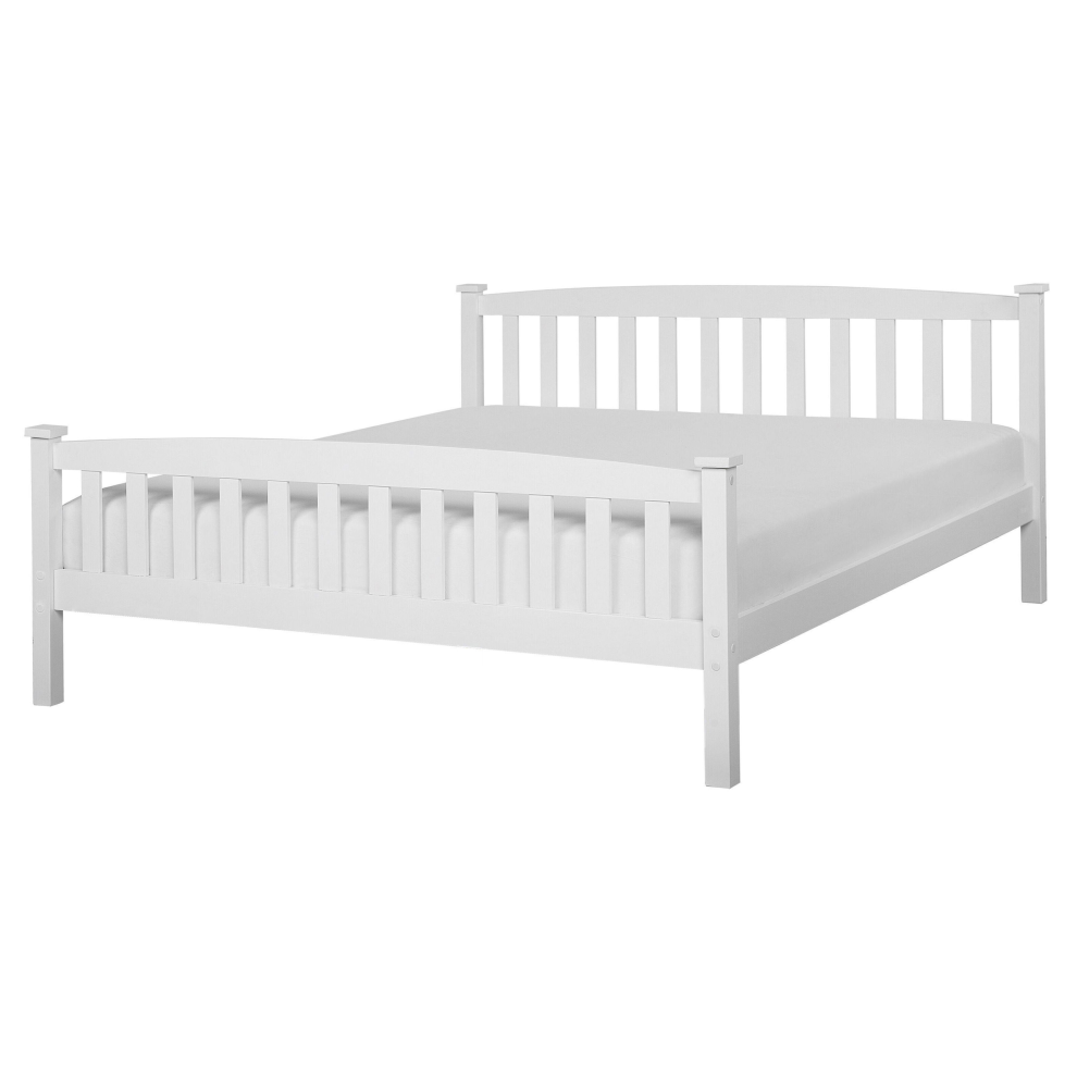 Bed Pine Wood GIVERNY 160 x 200 cm (EU King Size) White