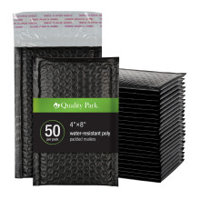 KVALITET PARK BUBBLE MAILERS 4 X 8 Frakt kuvert Sjlvfrskrade sm svarta vadderade kuvert Redi-Strip Peel Off Stngning 50 per lda (1002352)