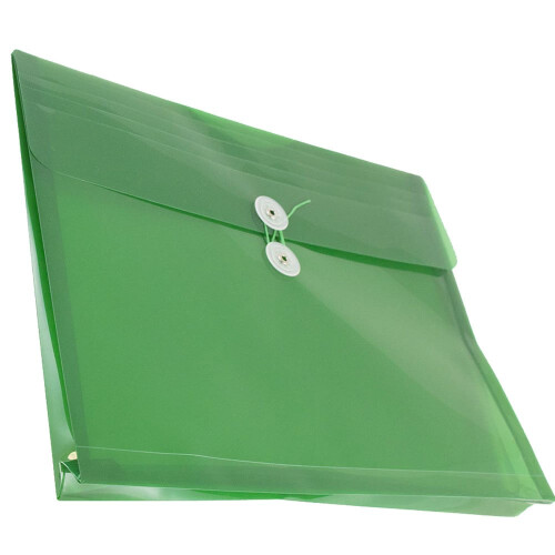 JAM PAPER Plastic Envelopes with Button & String Tie Closure - Letter Booklet - 9 3/4 x 13 - Green - 12/Pack 1