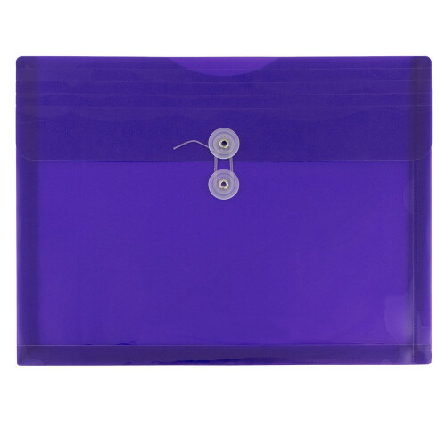 JAM PAPER Plastic Envelopes with Button & String Tie Closure - Letter Booklet - 9 3/4 x 13 - Purple - 12/Pack