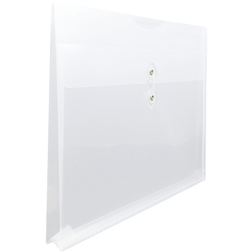 JAM PAPER Plastic Envelopes with Button & String Tie Closure - Letter Booklet - 9 3/4 x 13 - Clear - 12/Pack 2