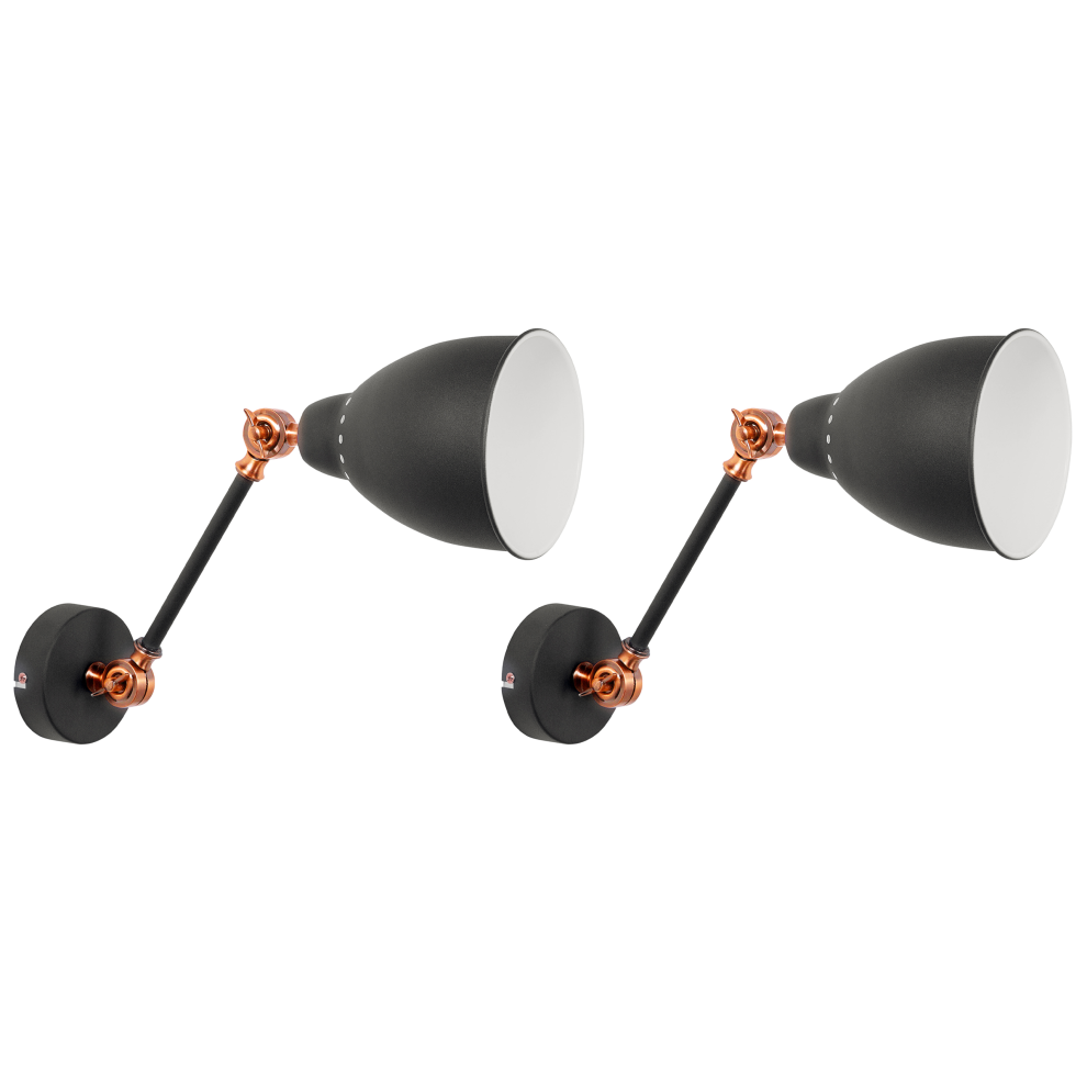 Set of 2 Wall Lamps MISSISSIPPI Adjustable Metal Graphite Grey