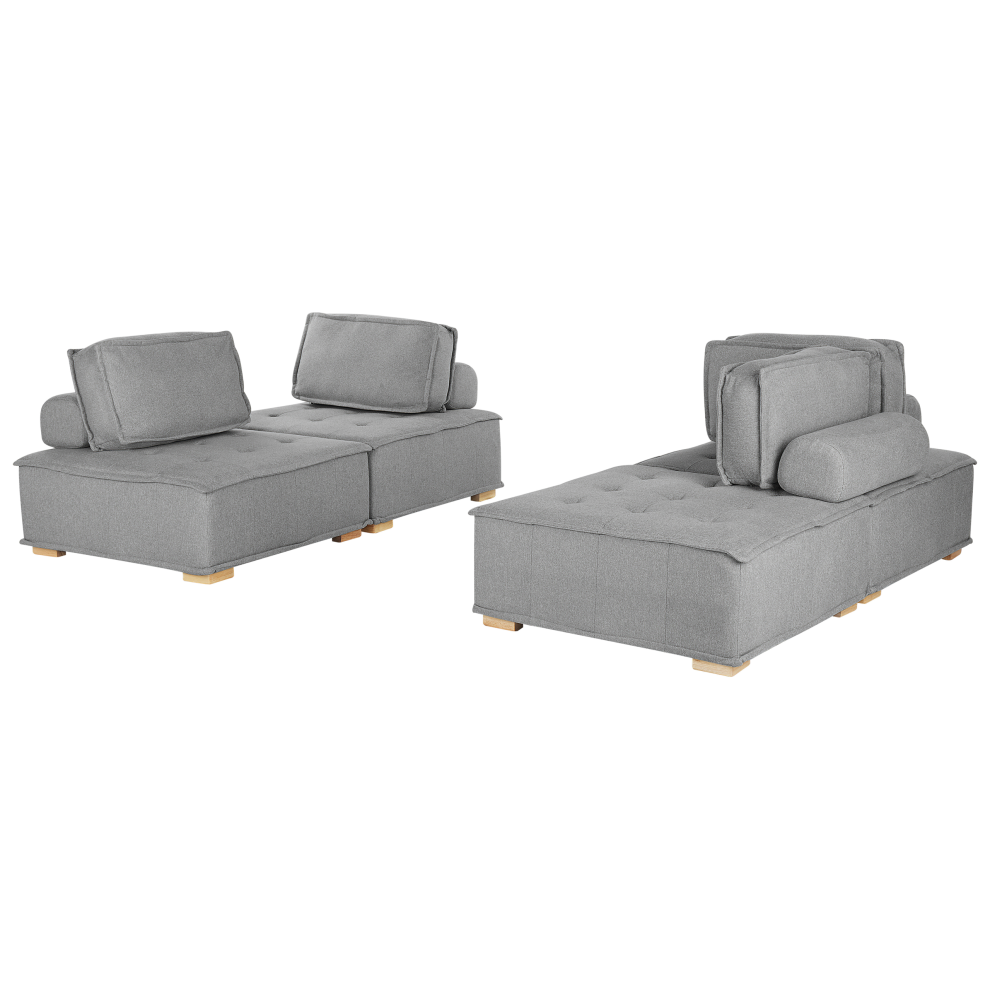 Modular Living Room Set TIBRO Fabric Grey 4 Seater
