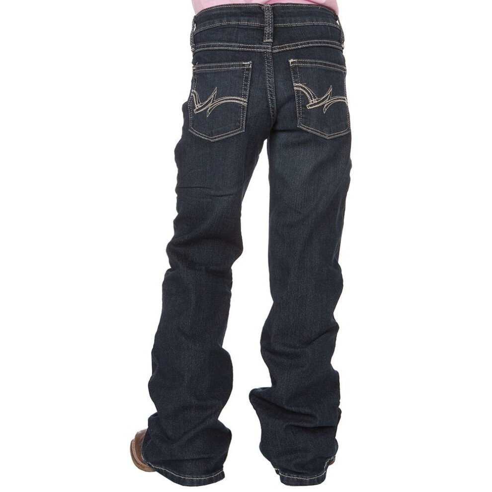 Wrangler Girls' Western Boot Cut Jeans  Medium Blue  14 Slim