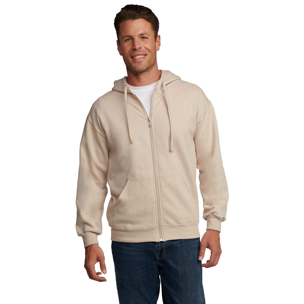 Fruit of the Loom Eversoft Fleece Hoodies  Pullover  Moisture Wicking & Breathable  Sizes S-4x  Khaki Heather Full Zip  XX-Large
