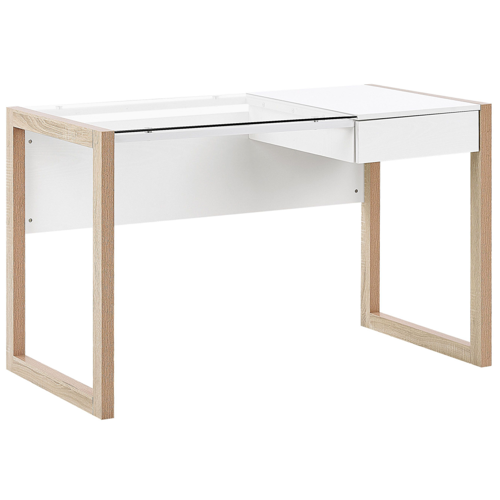1 Drawer Home Office Desk 120 x 60 cm White with Light Wood JENKS