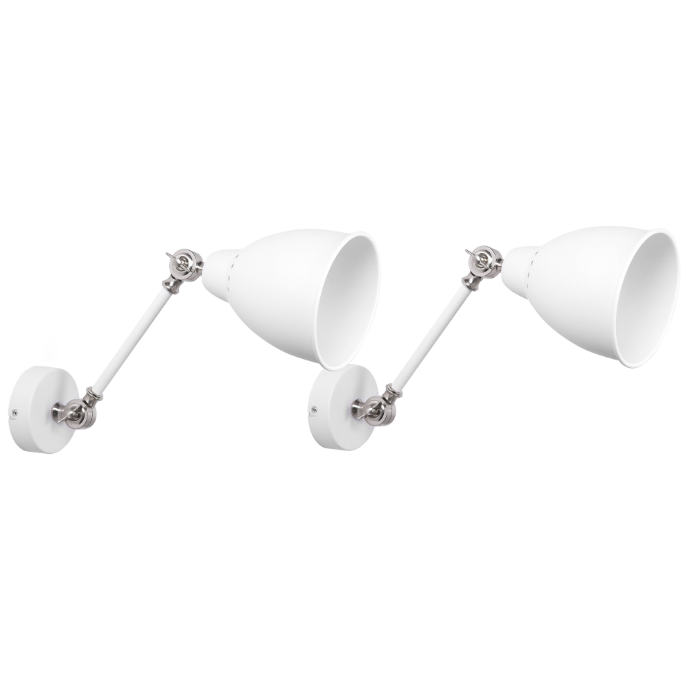 Set of 2 Wall Lamps MISSISSIPPI Adjustable Metal White