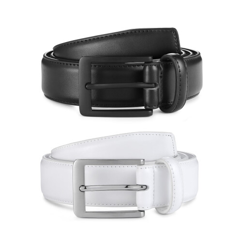 Cinto de Couro Masculino MILORDE 2Pack, Feito à Mão, 100% Couro de Vaca, Design Clássico e Elegante 1
